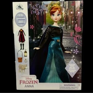 Disney Frozen Anna Doll with Teal  Black Dress & Accessories